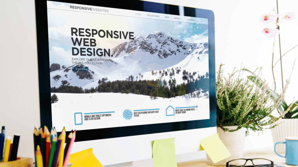 Pantalla con mensaje de diseño web responsive, enfocado en la compatibilidad de sitios en móviles, tablets y ordenadores