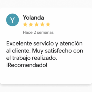 Captura de reseña destacando la calidad del servicio y la atención al cliente en proyectos de diseño web para clínicas estéticas