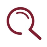 Icono de lupa en color burdeos con diseño minimalista